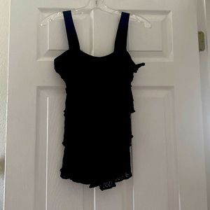 Crochet Layered Black Top